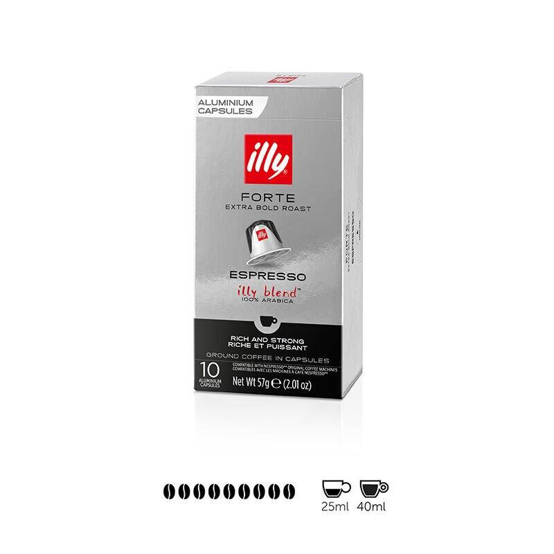 Kapsułki do kawy Illy Forte Espresso 10 szt., kompatybilne z Nespresso*, 100% Arabica