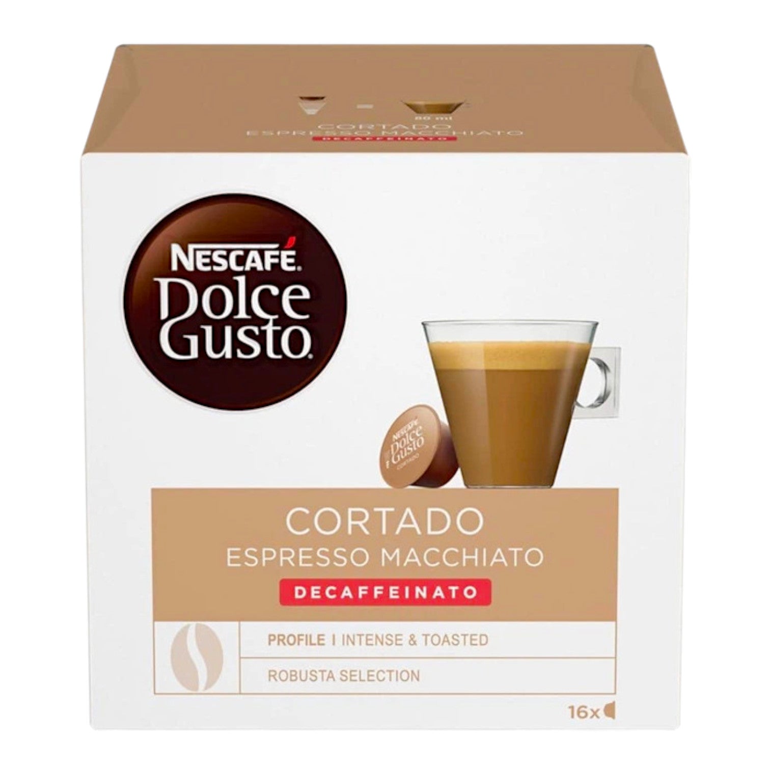 Kawa w kapsułkach Nescafé Dolce Gusto Cortado Espresso Macchiato Decaffeinato, 16 szt.